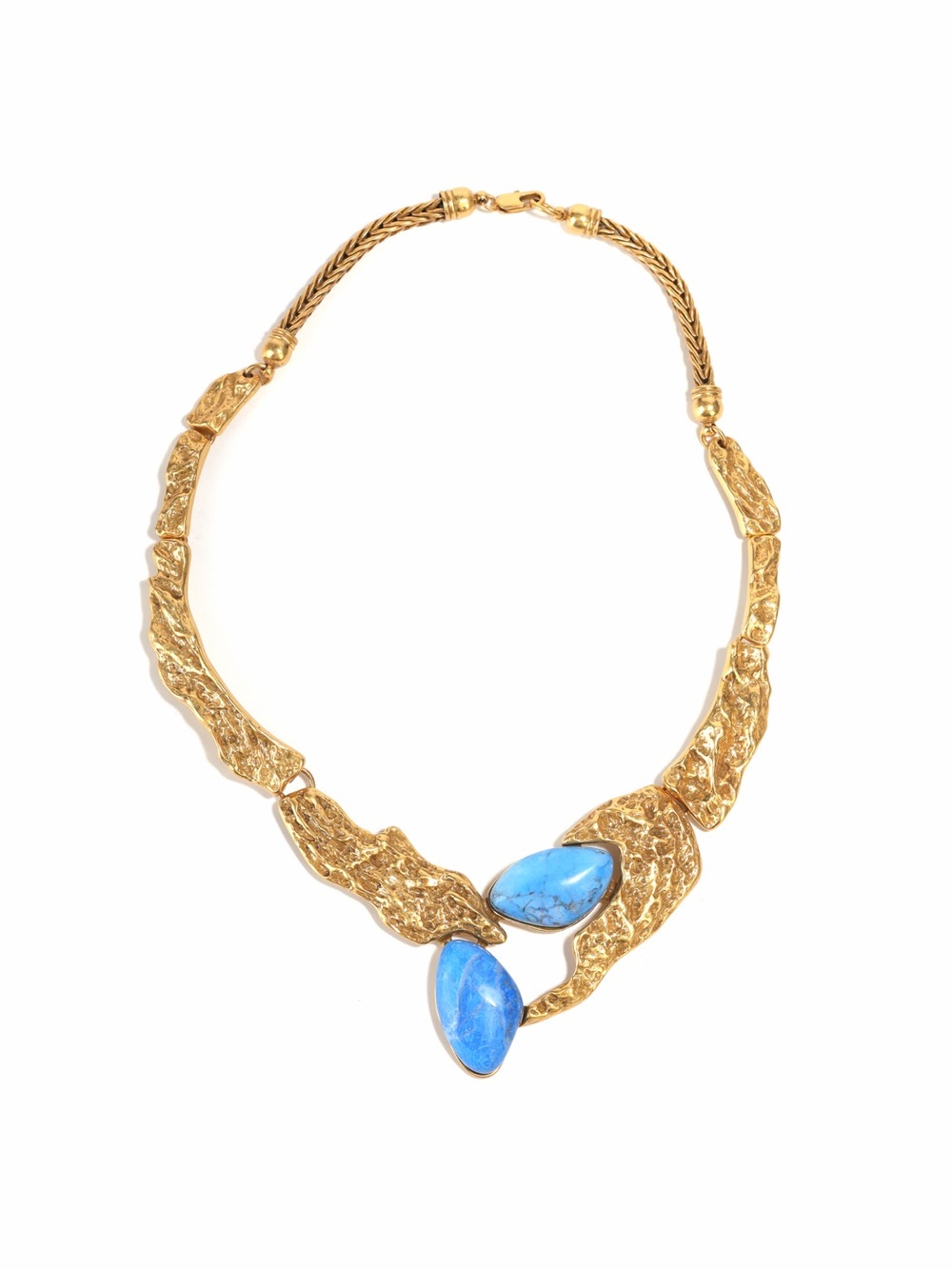 Gold-Tone Necklace with Blue Stone Accents